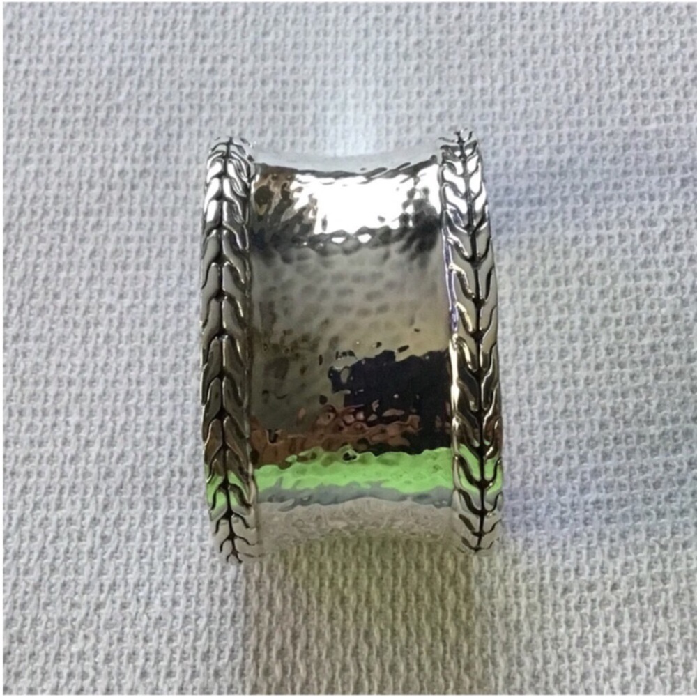 JOHN HARDY PALU WIDE CONCAVE HAMMERED CUFF BRACELET JH 925 STERLING SILVER - Picture 4 of 14